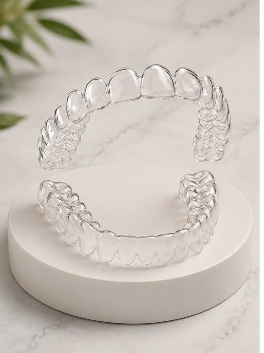 Clear Essix vacuum-formed retainer